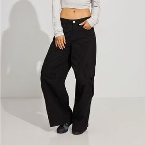 Garage Black Wide Leg Cargo Pants